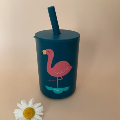 Laste silikoonist joogitops kõrrega - Flamingo - Image 2