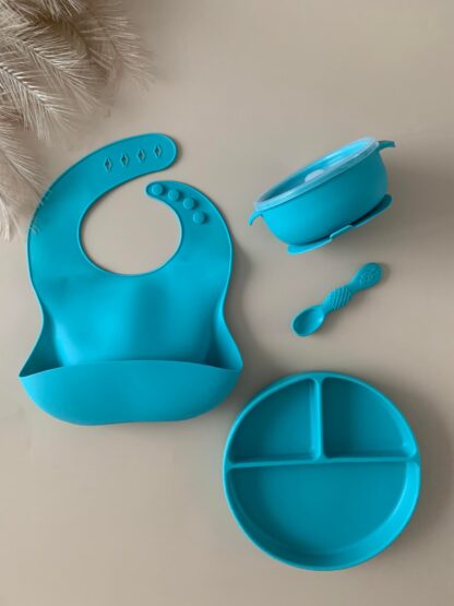 Silikoonist sööginõude komplekt - helesinine - Image 2