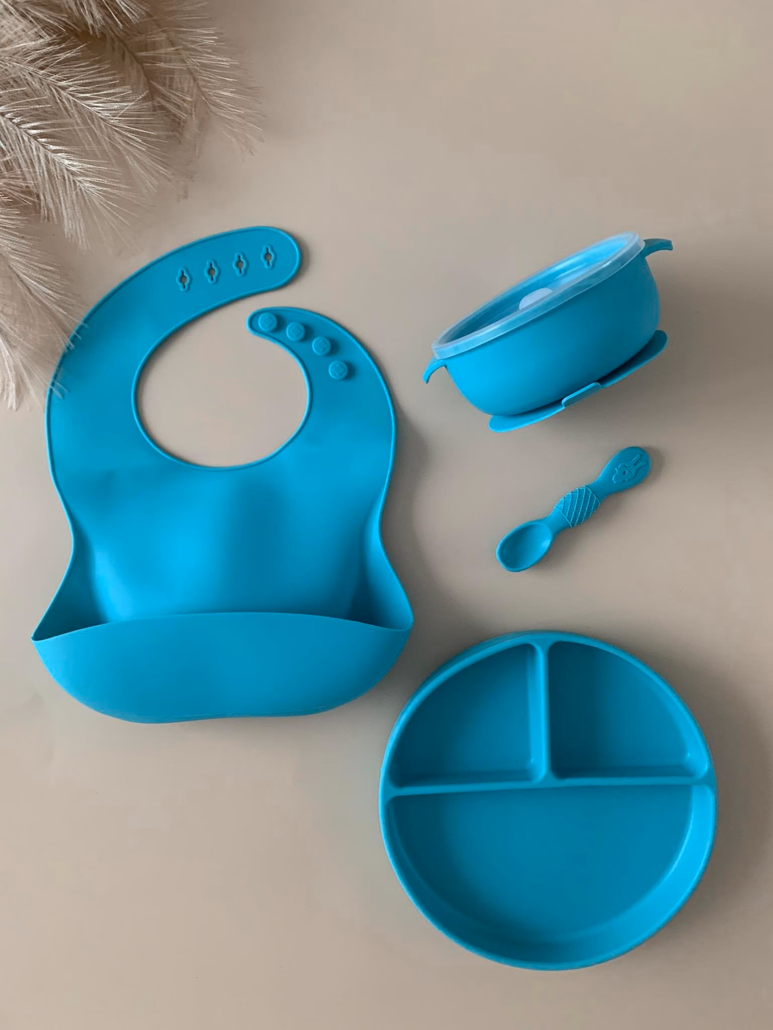 Silikoonist sööginõude komplekt - helesinine - Image 2