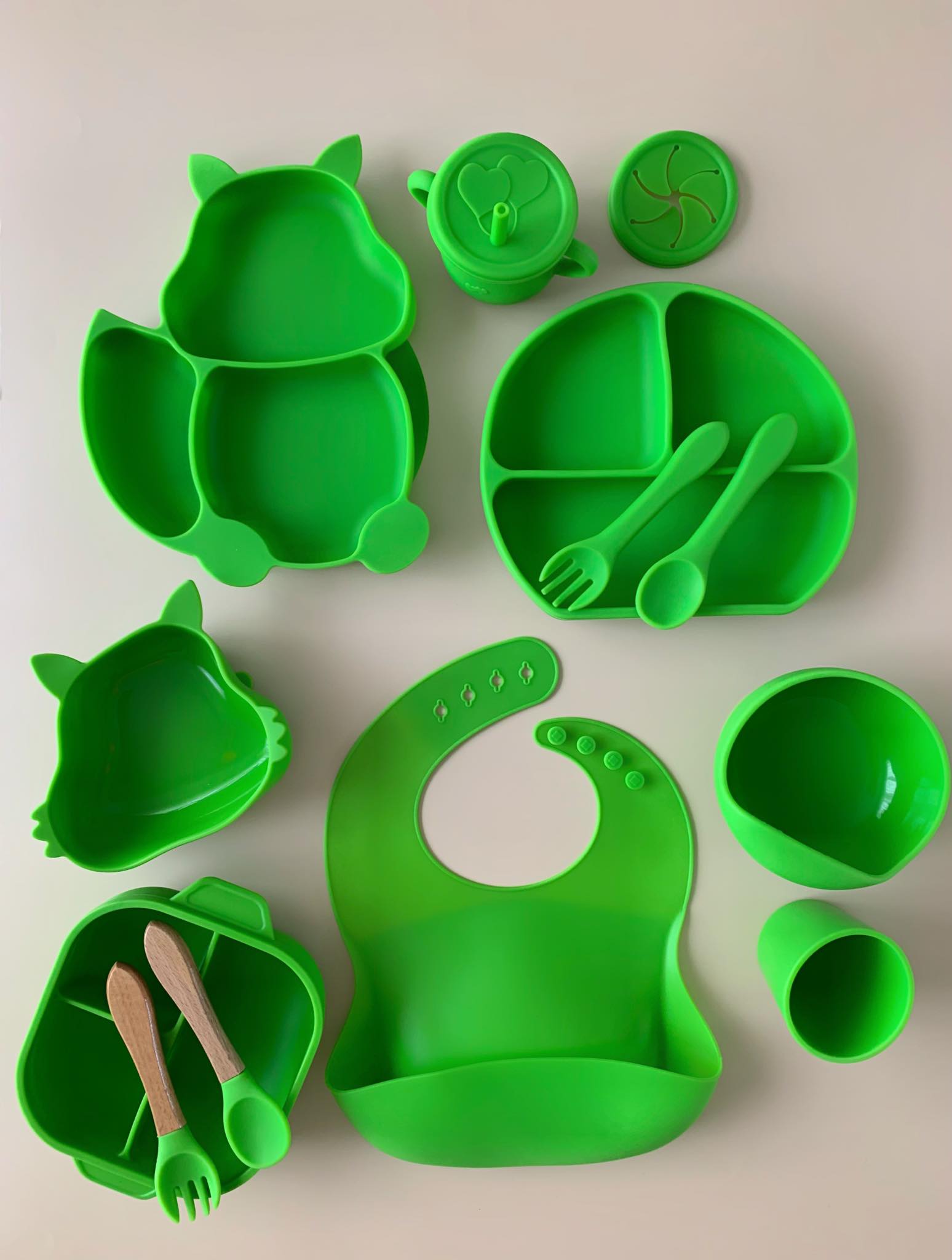 Laste sööginõude 13 osaline komplekt "Orav" - roheline - Image 2