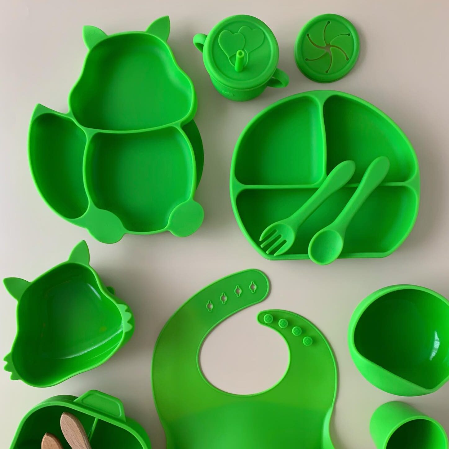 Laste sööginõude 13 osaline komplekt "Orav" - roheline