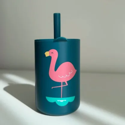 Laste silikoonist joogitops kõrrega - Flamingo