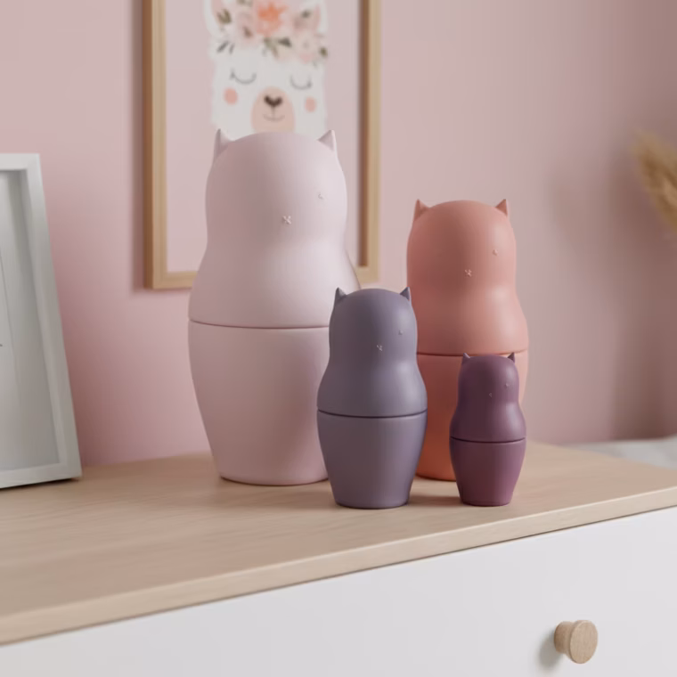 Silikoonist matrjoška "Kass" - heleroosa