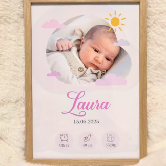 Sünniandmetega poster lapse fotoga