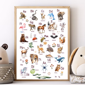 Tähestiku poster loomadega