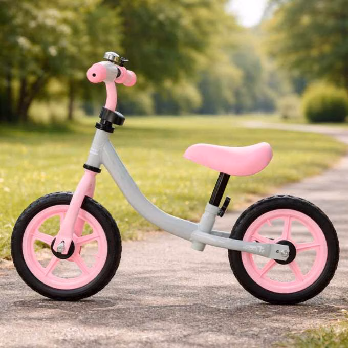 Jooksuratas lastele Trike Fix Balance kellaga – roosa ja valge