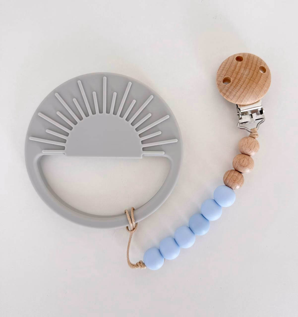 Personalised pacifier clip and silicone teether