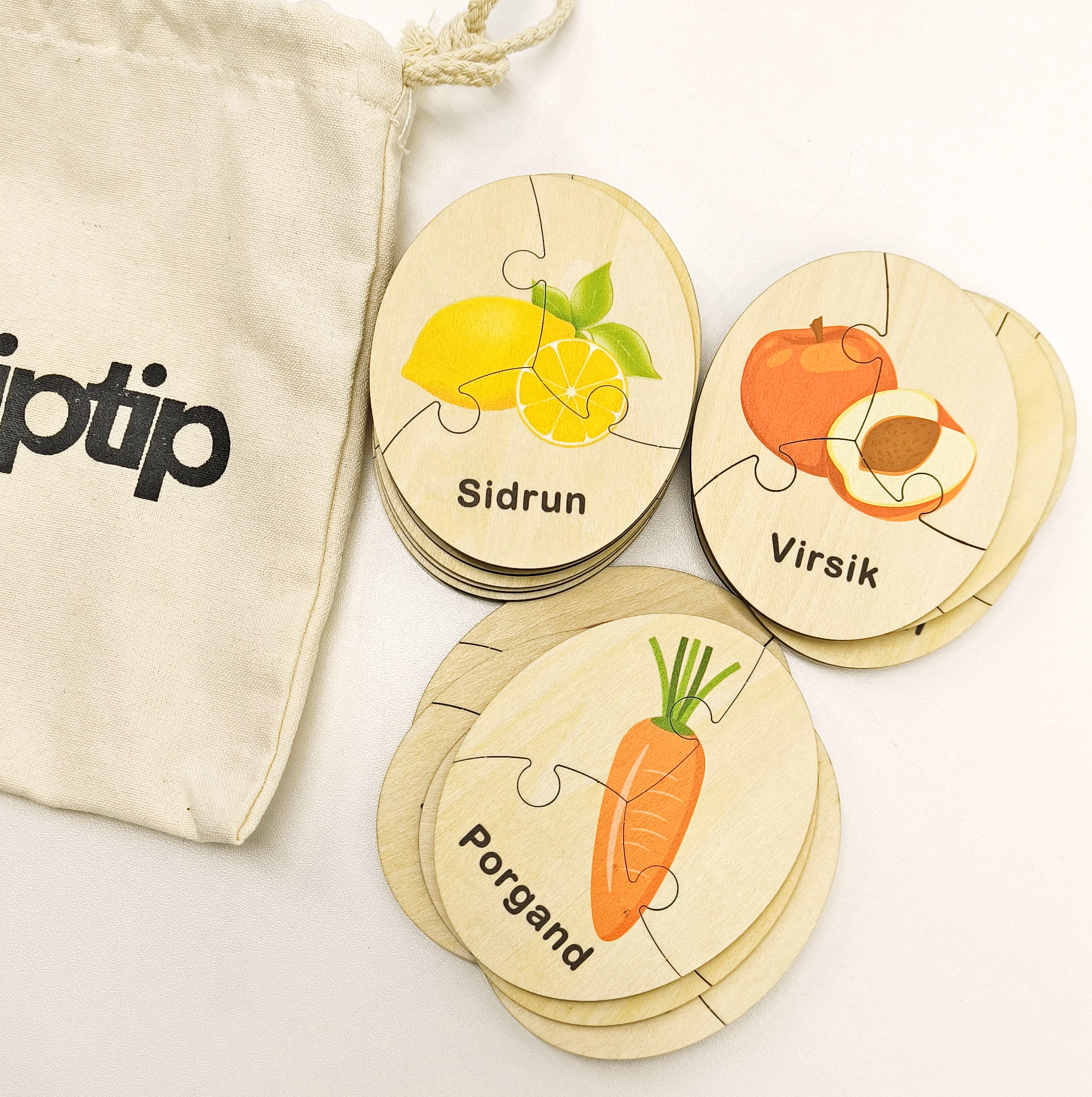 Wooden Estonian-language 3-part puzzle cards "Vegetables and fruits" 20 pcs - Image 6