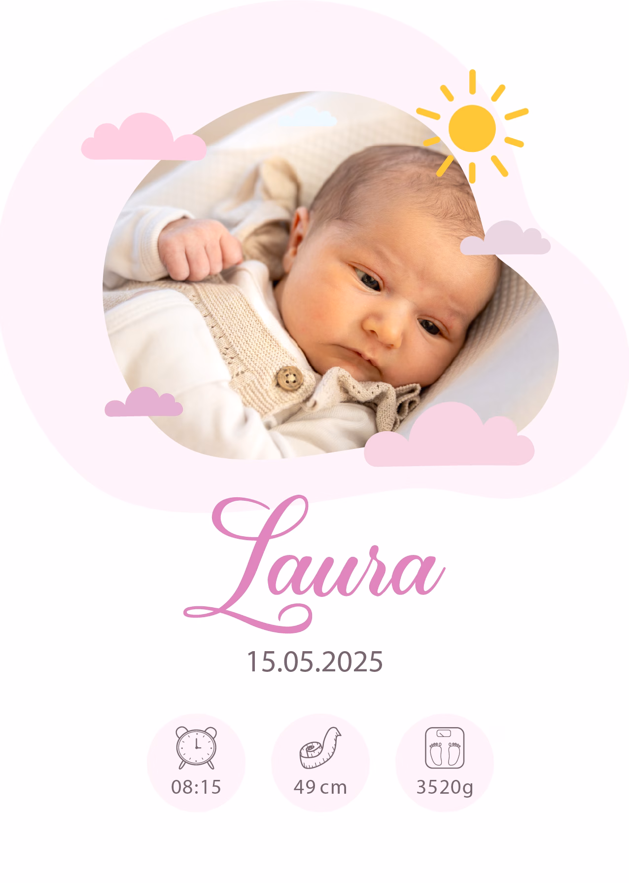 Poster with birth details and child’s photo - Image 4