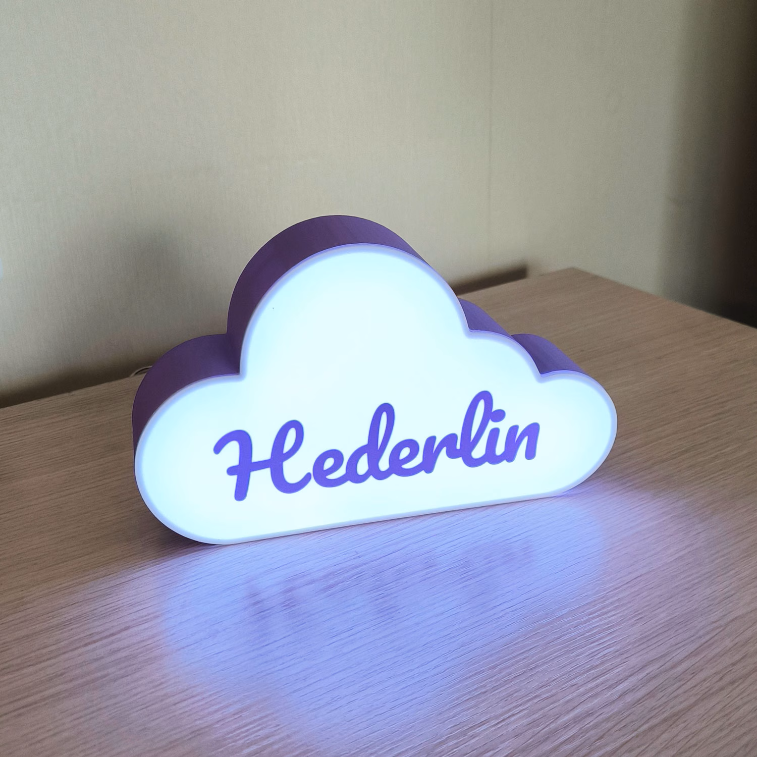 Personalised children’s night lamp – Little Cloud – purple - Image 4