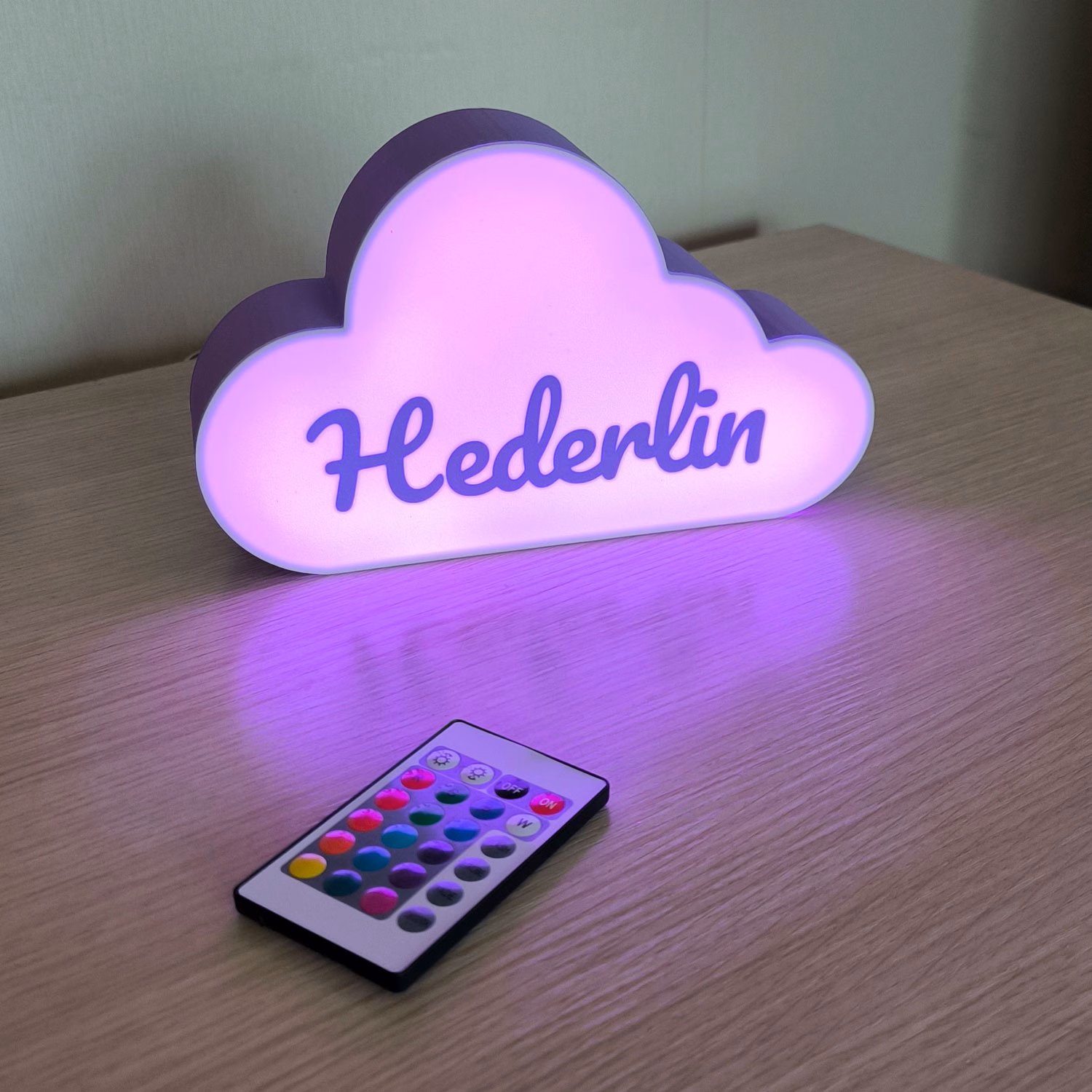 Personalised children’s night lamp – Little Cloud – purple - Image 2