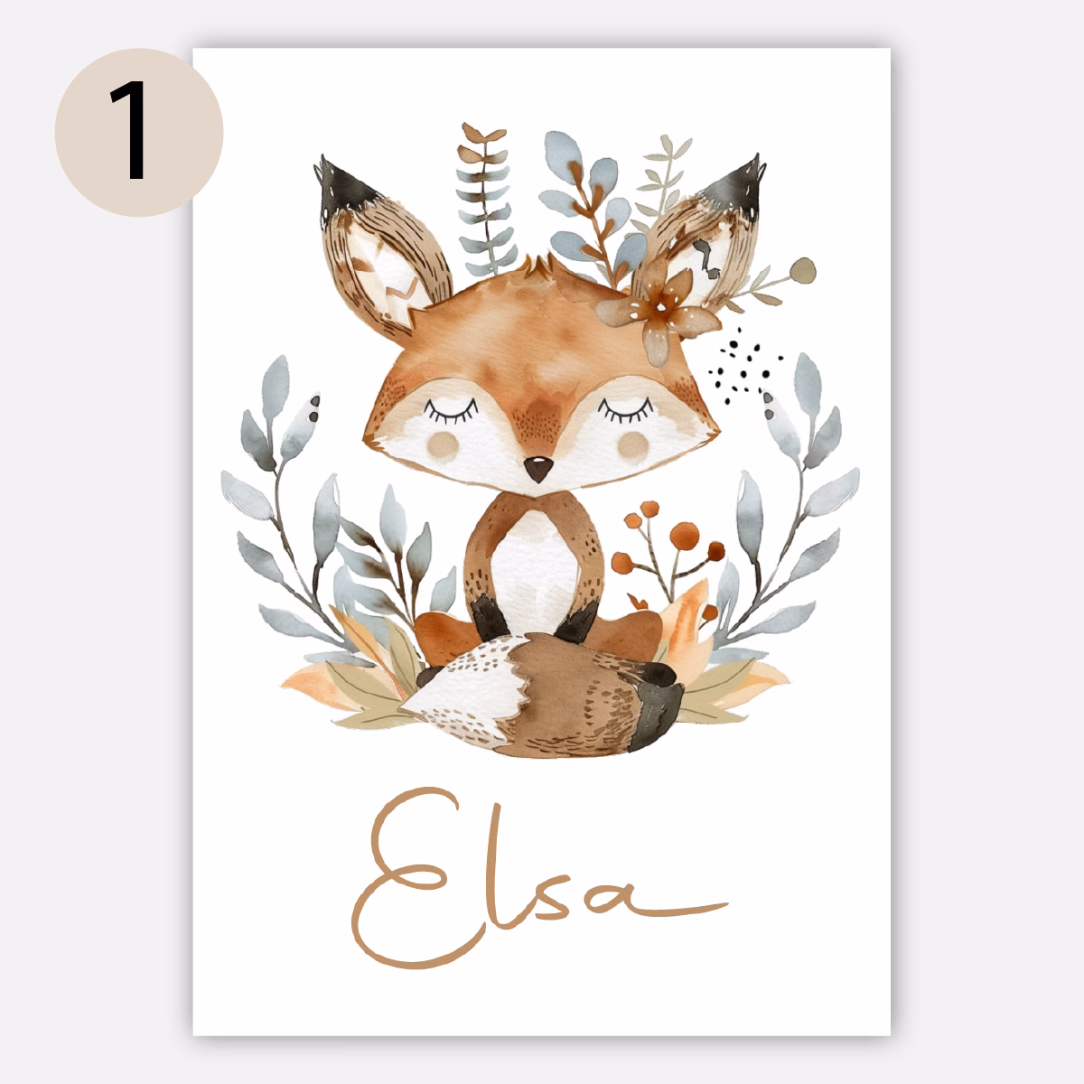 Poster with child’s name – boho sleepy animals - Image 3