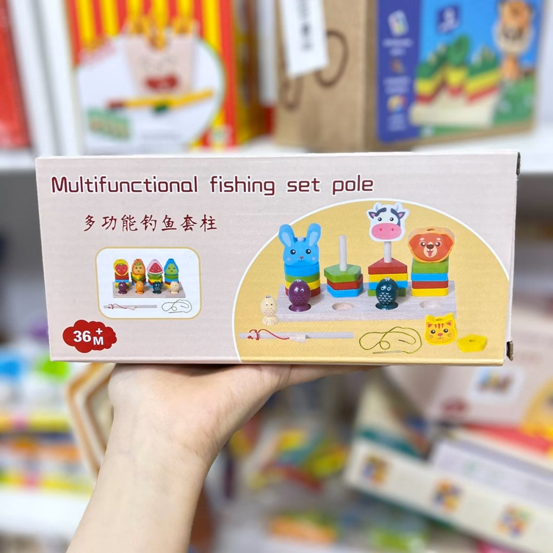 Wooden Sorting, Fishing and Lacing Game 3-in-1 - Image 2
