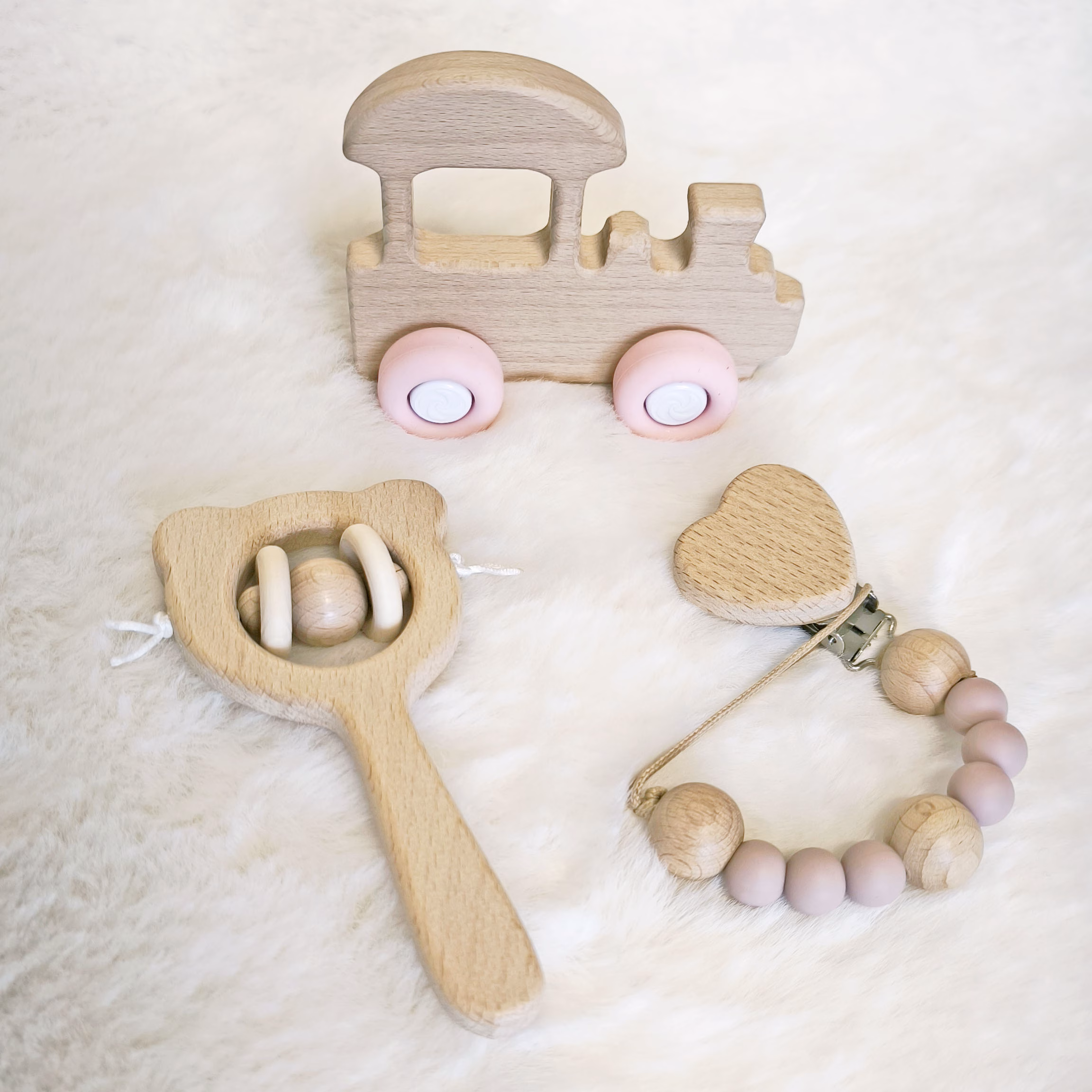 Gift Set for Baby Girl: Car, Rattle, Dummy Clip - Image 2