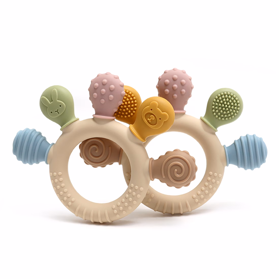 Teething toy with different textures