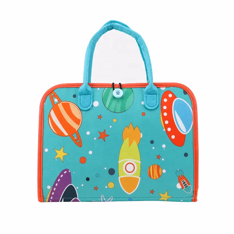 Educational Busy Board - Felt Activity Bag, Activity Mat "Space"