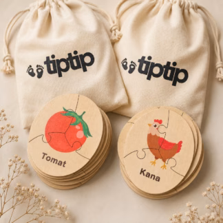 Puidust puslekaartide komplekt (loomad+puu- ja köögiviljad)
