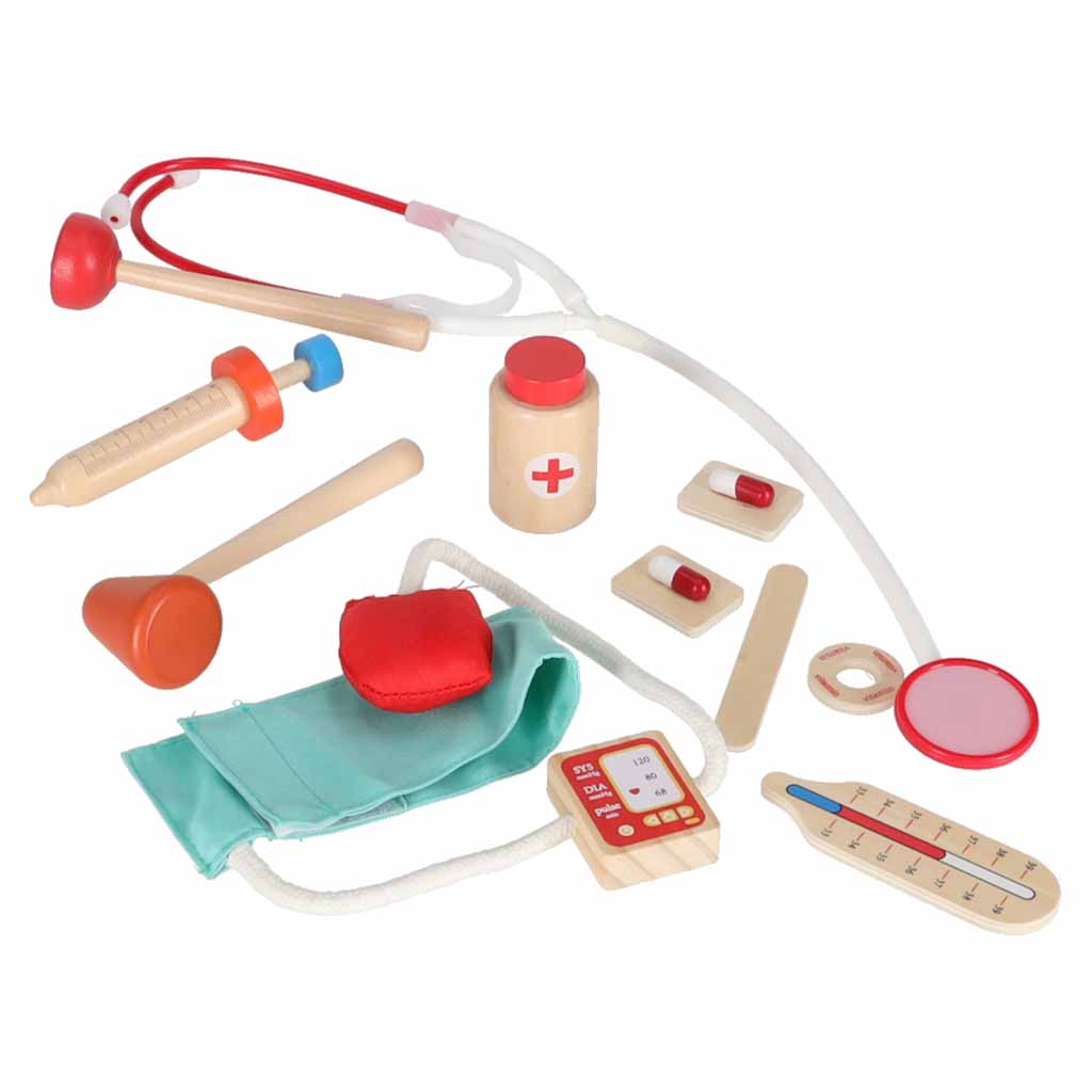 Wooden doctor's play set in a bag – 16 pieces - Image 5